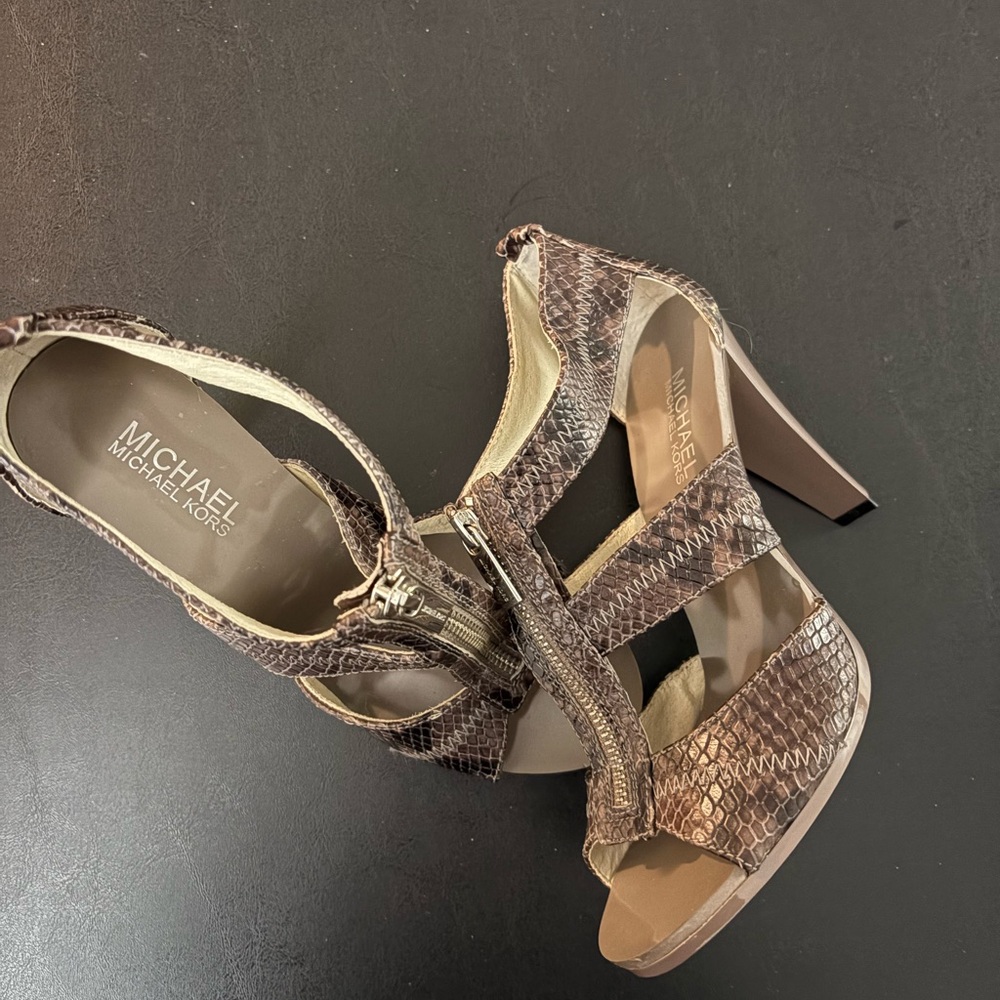 Michael Kors Brown Snake Print Leather Heels 7M